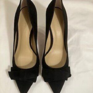 Yolanda Bow Pumps with Black Leather Suede, 3 inch heel by Ann Taylor